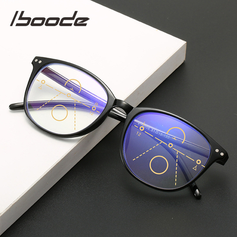 iboode Anti-blue Light Progressive Multifocal Reading Glasses Women Men Retro Classic Frame Presbyopic Glasses With +1.0 to +4.0 ► Photo 1/6