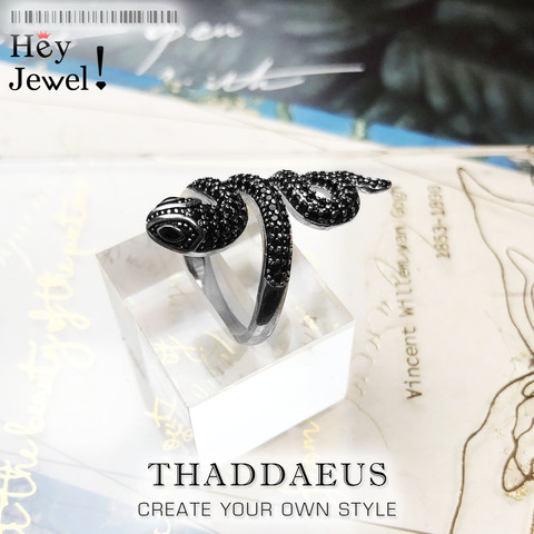 Open-end Black Snake Pave Ring,Europe Style Glam Fashion Good Jewerly For Women,2022  Gift In 925 Sterling Silver,Super Deals ► Photo 1/6
