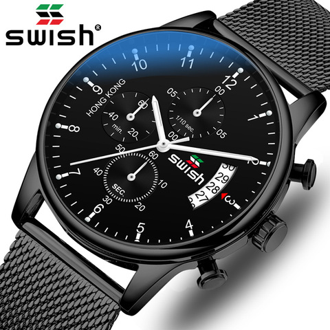 SWISH 2022 Top Brand Luxury Men Watches Waterproof Stainless Steel Wristwatch Men's Chronograph Casual Quartz Watch ► Photo 1/6
