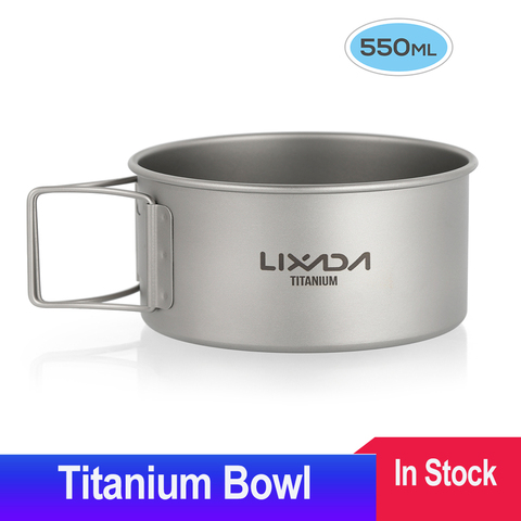 Titanium Bowl with Folding Handles Camping Bowl Dinner Food Container Outdoor Pan for Outdoor Camping Hiking Backpacking ► Photo 1/6