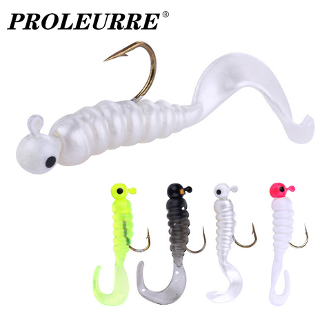 7pcs/Lot Jig Wobblers Silicone Worms Soft Lure 4.8cm 2.7g Lead Head Hooks Artificial Rubber Bait For Bass Carp Fishing Tackle ► Photo 1/6