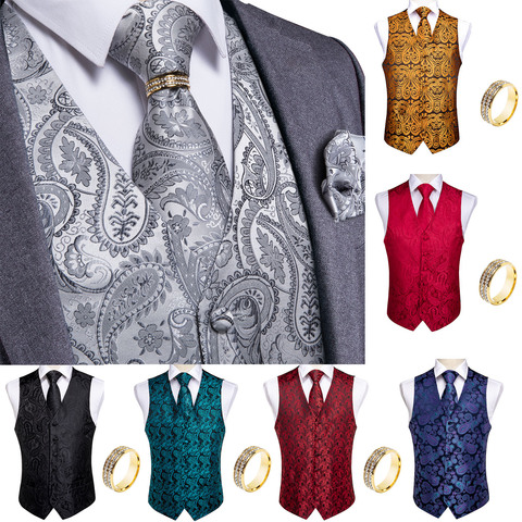 Men Vest Tie Set Classic Wedding Paisley Black Gold Paisley Tuxedo Suit Vest Formal Dress Mens Waistcoat Vest Homme DiBanGu ► Photo 1/6