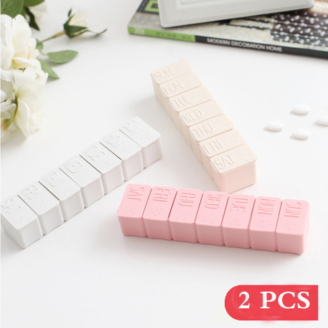 2Pcs/Set Travel Pill Box Holder Weekly Medicine Storage Organizer Container Drug Tablet Dispenser Independent Lattice Pill Case ► Photo 1/6