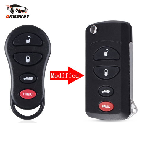 Dandkey Modified 4 Buttons Remote Car Key Shell Fob Flip Key For Jeep Liberty Dodge Neon Intrepid Chrysler Sebring 300M Concorde ► Photo 1/6