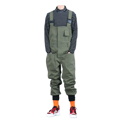 Sokotoo Men's pockets cargo joggers bib overalls Loose hip hop elastic waist jumpsuits Coveralls Army green Black ► Photo 1/6