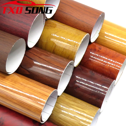 New Arrival High Glossy Wood Grain Car Interior DIY Vinyl Sticker Decal Wrap Film Size 10/20/30/40/50CMX152CM ► Photo 1/6