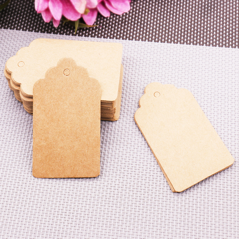 100 Pcs Kraft Paper Hang Tags Party Blank Label Card Price Wedding Birthday Gift