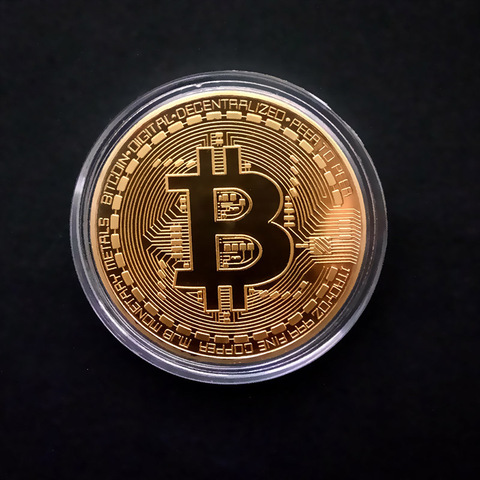 Antique Collection Metal 1PCS Plated Gold Physical Bitcon BTC Bitcoints Case Commemorative Souvenir Art Coins Collectible Gift ► Photo 1/6