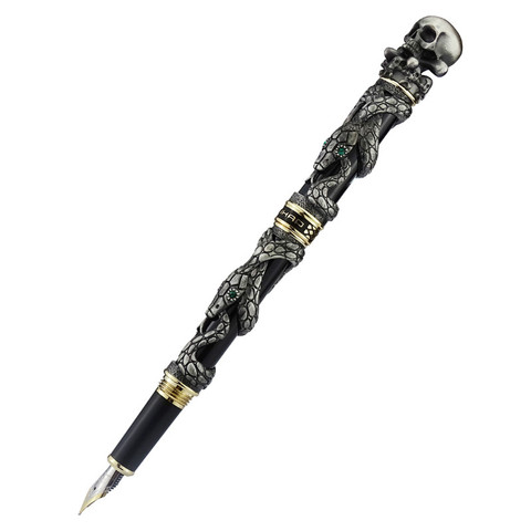 Jinhao Metal Vintage Fountain Pen Skull Skeleton Unique Pen Cap Fine Nib 0.5mm Heavy Collection Ancient Gray Business Gift Pen ► Photo 1/1