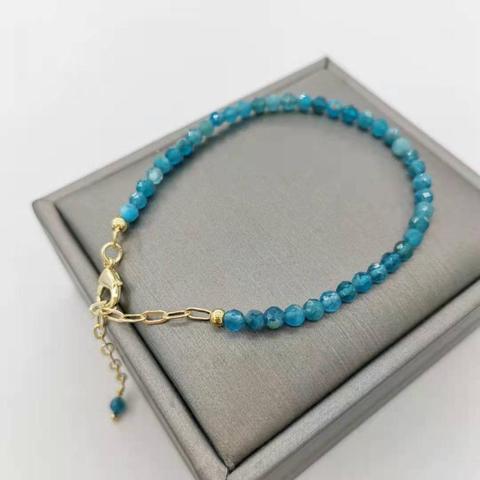 Faceted Apatite Bracelet Delicate Adjustable 14K Gold Filled Chains Natural Stones Pulsera Mujer Unique Women Boho Bracelet ► Photo 1/6