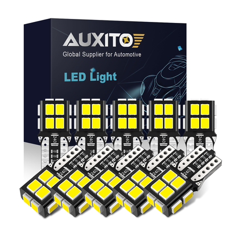 AUXITO NEW 10Pcs T10 LED Lights 2835 SMD W5W LED Bulb Canbus No Error Car Interior Lighting Automotive Dome Lamp 6000K White ► Photo 1/6