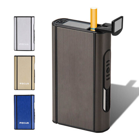 1PCS Aluminium Alloy Cigarette Case Automatic Ejection Cigar Holder Portable Metal Cigarette Box Windproof Smoke Boxes Gadget ► Photo 1/5
