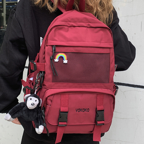 EnoPella Fashion Waterproof Nylon Women Backpack For Girls Travel High Capacity Student BookBag Men Black Laptop Bag ► Photo 1/6