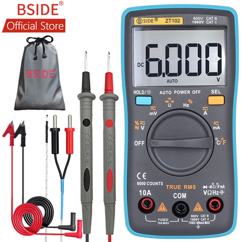 BSIDE ZT102 Ture RMS Digital Multimeter AC/DC Voltage Current Temperature Ohm Frequency Diode Resistance Capacitance Tester ► Photo 1/6