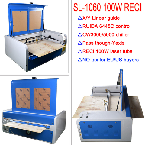 Upgrade Laser CNC 1060 engraver machine RECI 100W co2 laser engraving cutting machine RD6445C X/Y linear guide NO TAX for EU ► Photo 1/6