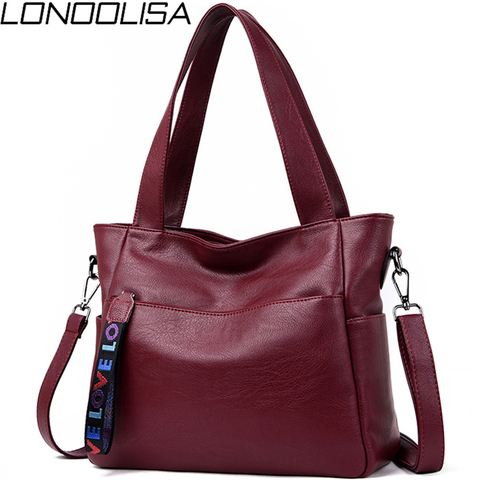 LONOOLISA Brand Genuine Leather Bags For Women 2022 Luxury Handbags Women Bags Designer Big Ladies Shoulder Hand Bags Sac A Main ► Photo 1/6