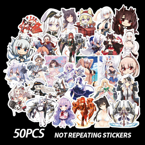 50Pcs/set Game Azur Lane Stickers Metal Decal Sticker For Laptop Skateboard Phone Car Book Desk DIY Toy Sticker LD ► Photo 1/3