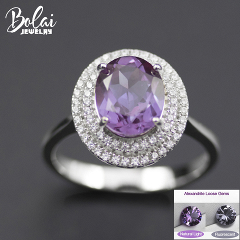 Color Change Alexandrite Ring 925 Sterling Silver Oval Created Gemstone Fine Jewelry for Women Ladies Wedding Rings Christmas ► Photo 1/6