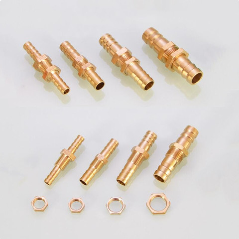 Brass Barbed Pipe Fitting Straight Connector Adapter Bulkhead Hose Barb 4mm 6mm 8mm 10mm 12mm 14mm 16mm 19mm ► Photo 1/3