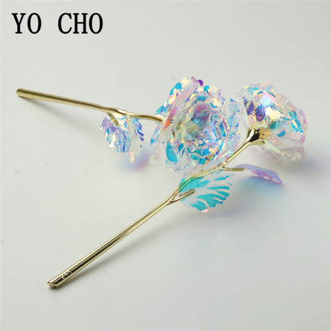 YO CHO Artificial Flower 24K Foil Rose Plated Gold Rose Flower Birthday Valentines Creative Gift Rose Festival Home Party Decor ► Photo 1/5