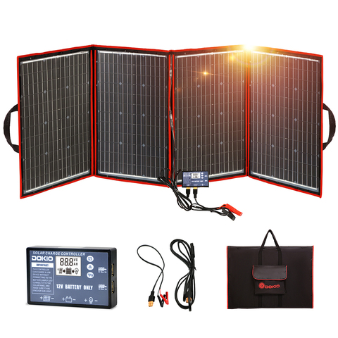 Dokio Brand Flexible Foldable 200W(50Wx4) Mono Solar Panel High Power Portable Solar Panel For RV&Boat&Travel Solar Panel 200W ► Photo 1/6