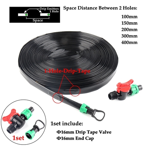 20/50/100M 16mm Micro Irrigation Drip Tape 1-Hole Space 10/20/30/40cm Soaker Greenhouse Watering Patch Tape Hose with Connector ► Photo 1/6