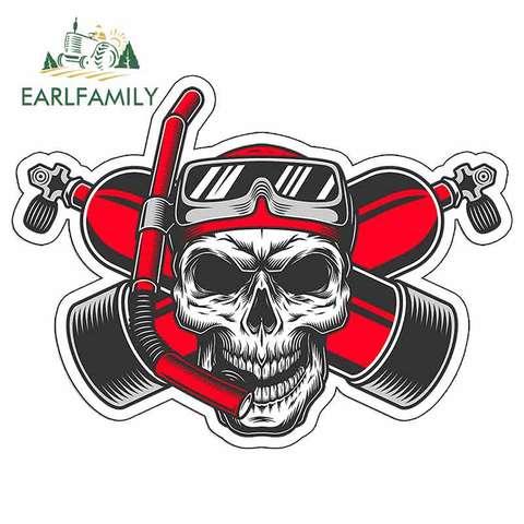 EARLFAMILY 13cm x 9.6cm for Skull Diver Down Cartoon Car Stickers Bumper Trunk Truck Graphics JDM Vinyl Car Wrap Accessories ► Photo 1/6