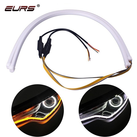 2x 60cm White Yellow Flexible LED DRL Daylight For Headlight Strip daytime running light 30cm Car Signal Light Auto Parking Lamp ► Photo 1/6