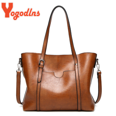 Yogodlns Winter PU Leather Tote Bag For Women Large Capacity Handle Bag Designer Handbag VIntage Crossbody Bag Brands Handle Bag ► Photo 1/6