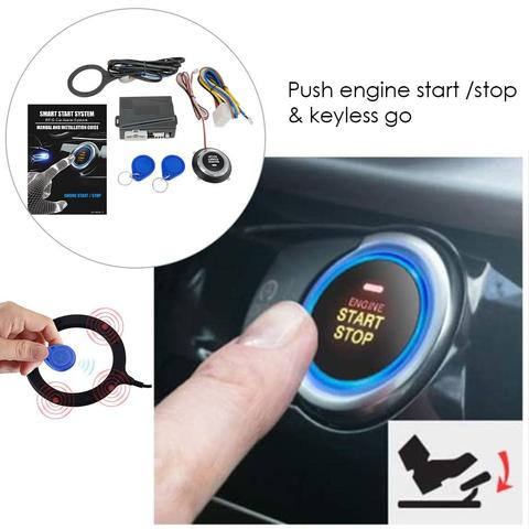 12V Keyless Start System Car With RFID Engine Lock Anti-theft Automatically Locks Start Stop Push Button Ignition System Starte ► Photo 1/6