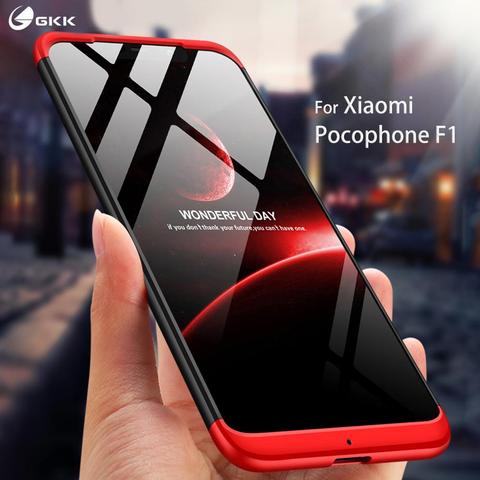 GKK for xiaomi pocophone f1 case Three in One 360 Full Protection Anti-knock Hard PC Plain for pocophone f1 Cover fundas Shell ► Photo 1/6