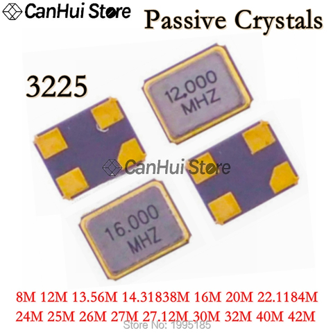 10PCS SMD 3225 Passive Crystal Oscillator 8M 11.0592M 12M 13.56M 14.31838M 16M 20M 22.1184M 24M 25M 26M 27M 30M 32M 40M 42M/MHZ ► Photo 1/4
