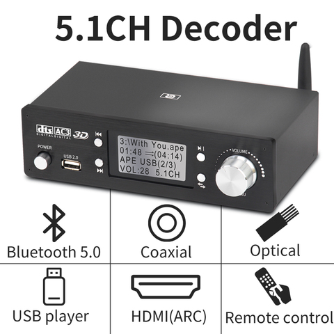 HD920 5.1CH Audio Decoder Bluetooth 5.0 Reciever DAC DTS AC3 Dolby Atmos 4K HDMI Extractor Converter SPDIF ARC PCUSB Sound Card ► Photo 1/6