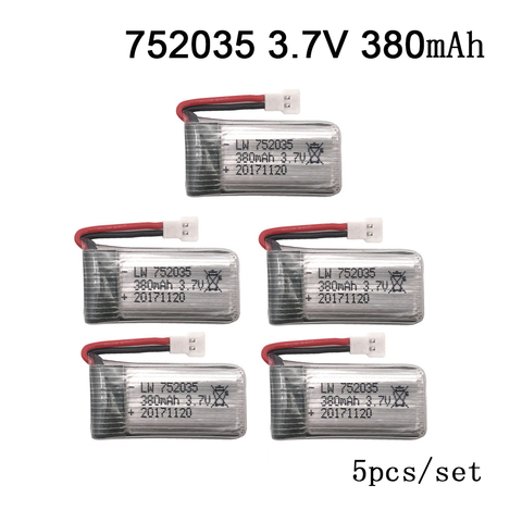 5Pcs Upgraded Hubsan X4 H107 Ladybird RC Quadcopter 25C 3.7V 380mAh Lipo Battery 3.7 V 380 mAh Lipo For Hubsan X4 H107 Syma X5 ► Photo 1/3