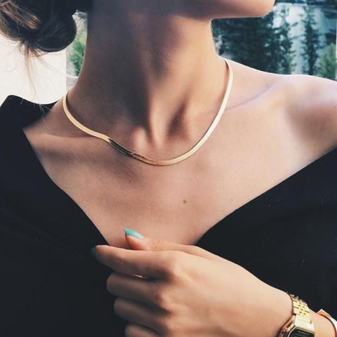 2022 High Quality Clavicle Blade Statement Women Gold Silver Color Stainless Steel Snake Choker Necklace Chain Jewelry ► Photo 1/6