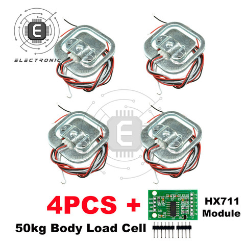 4pcs 50KG Human Scale Body Load Cell Resistance Strain Weight Sensor + HX711 Module Pressure Sensors Measurement Tools ► Photo 1/6