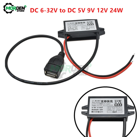 Waterproof DC/DC Converter DC 6-32V to 5V 9V 12V 24W Fast Charging Power Supply Module Support QC2.0/3.0 Protocol for Car ► Photo 1/6