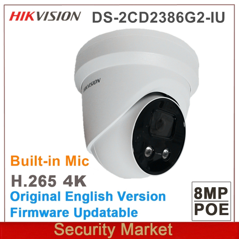 Original hikvision new arrival 8MP DS-2CD2386G2-IU POE IR Built-in microphone IP66 AcuSense IPC Fixed Turret Network Camera ► Photo 1/1