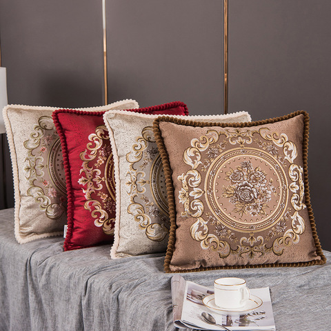 European Style Jacquard Elegant Floral Decorative Cushion Covers For Car Sofa Home Decoration Square Classic Throw Pillow Case ► Photo 1/6