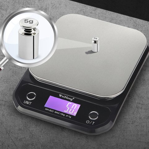 3kg/5kg/10kg 0.1g/1g High Accuracy Backlight Electric Scale with 3-9V USB Charge, Stainless Steel Weighing Kitchen Scale Libra ► Photo 1/6
