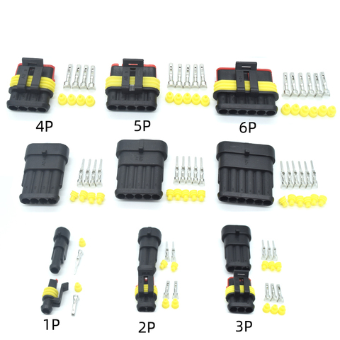 1set AMP 1P 2P 3P 4P 5P 6P Way Waterproof Electrical Auto Connector Male Female Plug for Car Motorcycle ► Photo 1/6