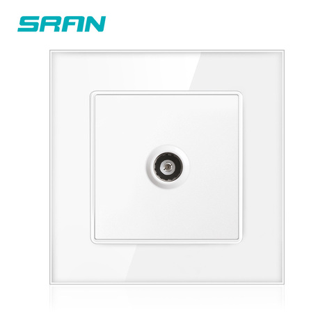 SRAN new TV interface socket home decoration wall TV signal access outlet 86 mm* 86mm crystal tempered glass white A601-010 ► Photo 1/6