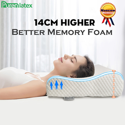 PurenLatex 14 cm High Memory Foam Contour Orthopedic Pillow Neck Cervical Vertebra Support Neck Care Bedding Big Large Pillow ► Photo 1/6