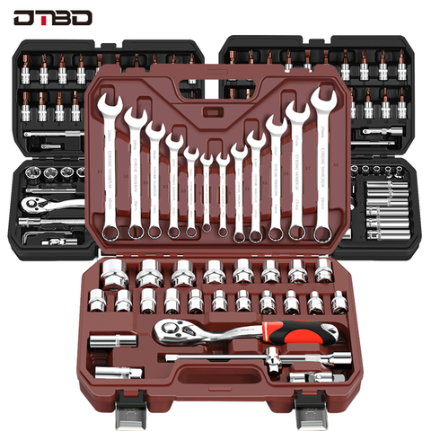 Car Repair Tool Ratchet Torque Wrench Spanner Screwdriver Socket Set Combo Tools Kit Bicycle Auto Repairing Tool Mechanic Tool ► Photo 1/6