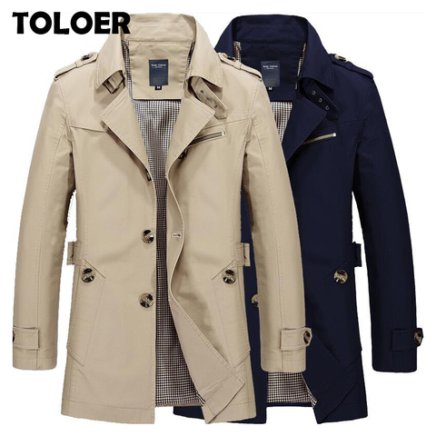 New Mens Business Jacket 2022 Fashion Autumn Men Long Cotton Windbreaker Jackets Overcoat Male Casual Winter Trench Outwear Coat ► Photo 1/6