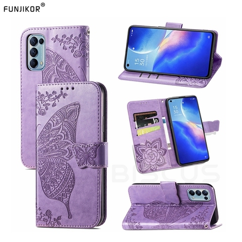 Butterfly Leather Flip Case For OPPO Realme X C3 C11 C12 C15 6S 6i 7i 7 5 6 Pro 8 A53 A33 A52 A72 A73 5G A31 A91 A15 A5 A9 2022 ► Photo 1/6