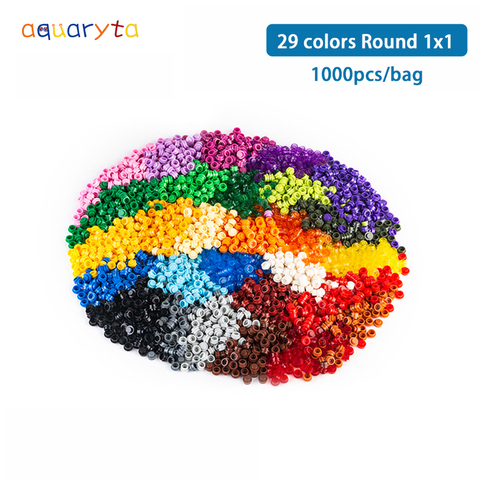 Aquaryta 1000pcs Building Blocks Round 1x1 Straight Side DIY Enlighten Building Bricks Compatible with 4073 Assembles Particles ► Photo 1/6