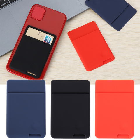Universal Self-Adhesive Sticker Card Sleeves Phone Wallet Case Stick On ID Credit Card Holder Elastic Silicone Cellphone Pocket ► Photo 1/6