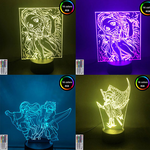 Buy Online Demon Slayer Figure Anime Night Light Led 3d Lamp Kimetsu No Yaiba Kamado Nezuko Tanjirou Kochou Shinobu Gift Light Home Decor Alitools