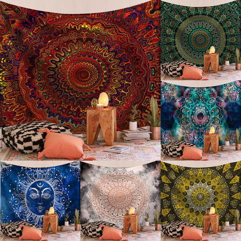 Indian Mandala Tapestry Wall Hanging Sandy Beach Throw Rug Blanket Camping Tent Travel Mattress Bohemian Sleeping Pad Tapestries ► Photo 1/6